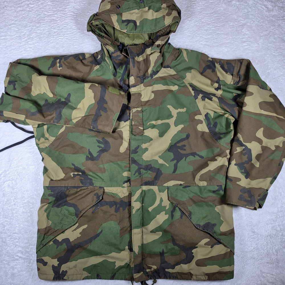 90's Alpha Industries Military Camo Mens Large Regular Nylon L/S Hooded Jacket